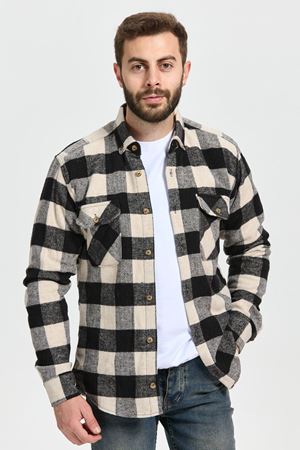 Slimfit Kesim Erkek Dama Desen Oduncu Gomlek-BEYAZ