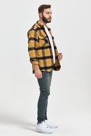 Slimfit Kesim Erkek Cift Cepli Oduncu Gomlek-SARI