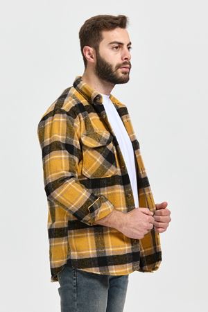 Slimfit Kesim Erkek Cift Cepli Oduncu Gomlek-SARI