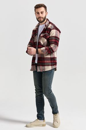 Slimfit Kesim Erkek Cift Cepli Oduncu Gomlek-BORDO