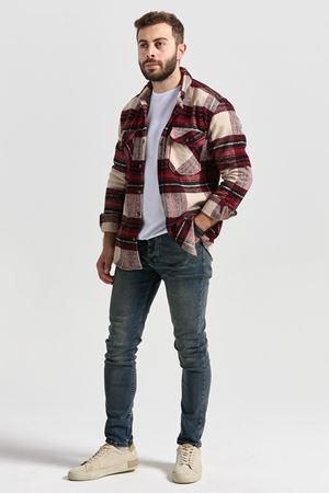 Slimfit Kesim Erkek Cift Cepli Oduncu Gomlek-BORDO