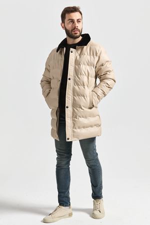 Slimfit Kesim Erkek Uzun Deri Sisme Mont-BEJ