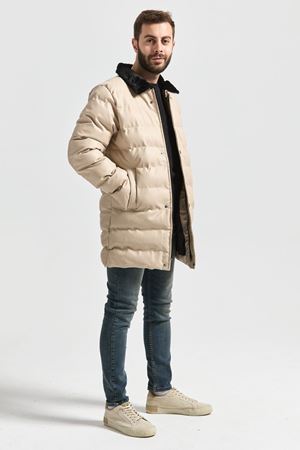 Slimfit Kesim Erkek Uzun Deri Sisme Mont-BEJ