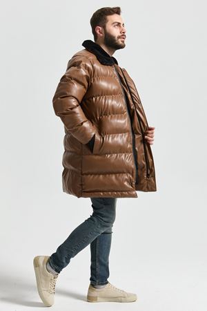 Slimfit Kesim Erkek Uzun Deri Sisme Mont-VİZON