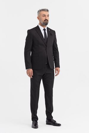 Slimfit Kesim Erkek Buyuk Beden Takim Elbise-SİYAH