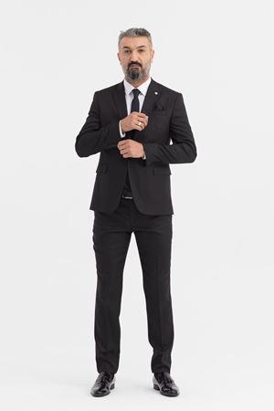Slimfit Kesim Erkek Buyuk Beden Takim Elbise-SİYAH