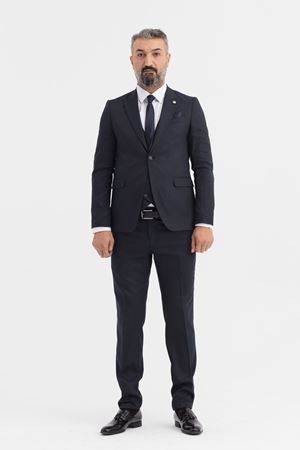 Slimfit Kesim Erkek Buyuk Beden Takim Elbise-LACİVERT