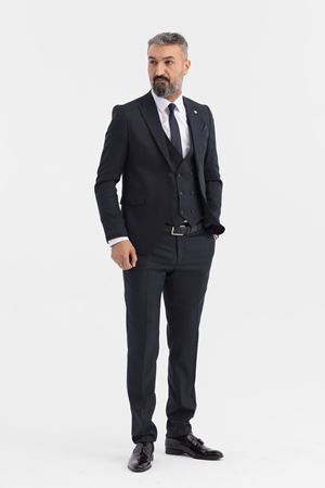 Slimfit Kesim Erkek Buyuk Beden Takim Elbise-LACİVERT