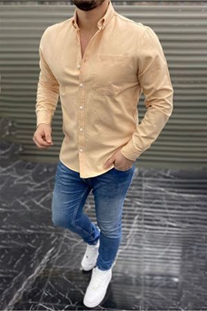 Slimfit Kesim Erkek Tek Cepli Gabardin Gomlek-SOMON