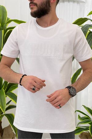 Slimfit Kesim Erkek Baskı Desen Adventure Sıfır Yaka Tshirt-BEYAZ