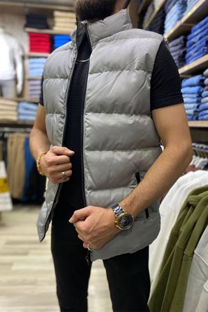 Slimfit Kesim Erkek Sisme Bondit Yelek-GRİ