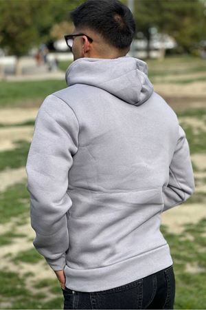 Slimfit Kesim Erkek 3 iplik Sardonlu Swetshirt-GRİ