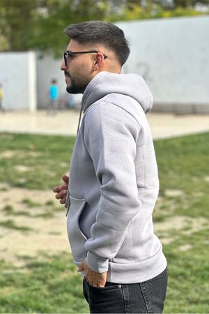 Slimfit Kesim Erkek 3 iplik Sardonlu Swetshirt-GRİ