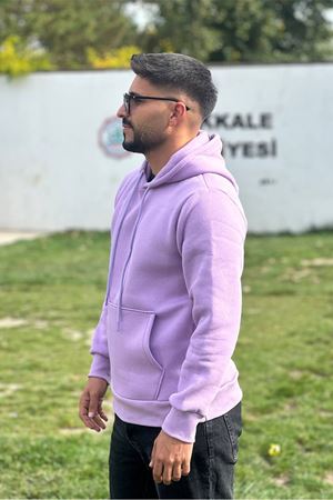 Slimfit Kesim Erkek 3 iplik Sardonlu Swetshirt-LİLA