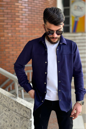 Slimfit Kesim Erkek Duz Desen Süet Gömlek-SAKS