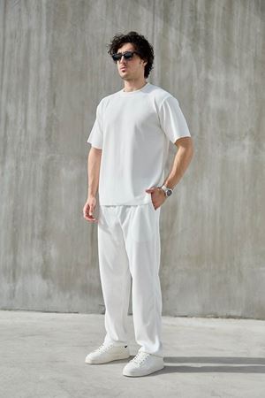 Regular Kesim Erkek Joger Alt Üst Takım-BEYAZ