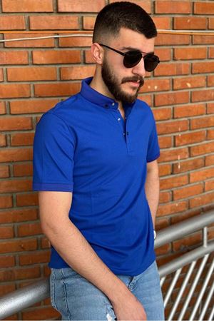 Slimfit Kesim Erkek Oxford Duz Desen Polo Yaka Tshirt-SAKS
