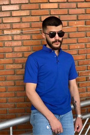 Slimfit Kesim Erkek Oxford Duz Desen Polo Yaka Tshirt-SAKS
