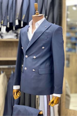 Slimfit Kesim Duz Desen Erkek Kravuze Takim Elbise-LACİVERT