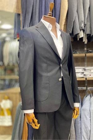 Slimfit Kesim Duz Desen Pileli Kemerli Pantolon Takim Elbise-SİYAH