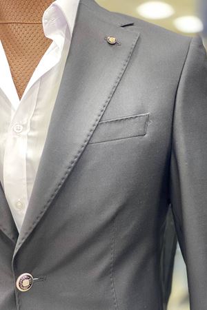 Slimfit Kesim Duz Desen Pileli Kemerli Pantolon Takim Elbise-SİYAH