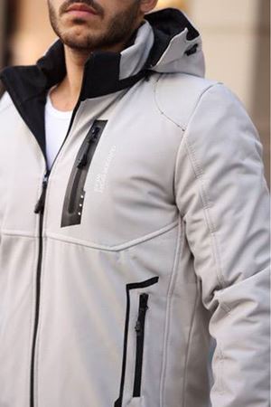 1037-Slimfit Kesim Erkek Kapşonlu Su Gecirmez Softjel Kumaş Mont-TAS