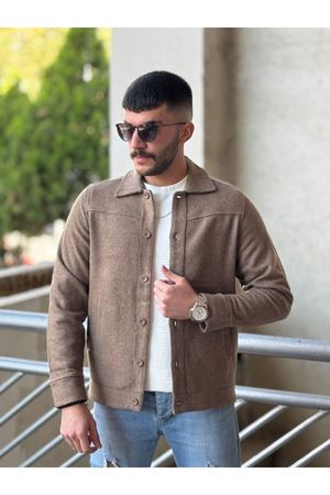 Slimfit Kesim Erkek Kaşmir Yandan Cepli Gömlek-KAHVE