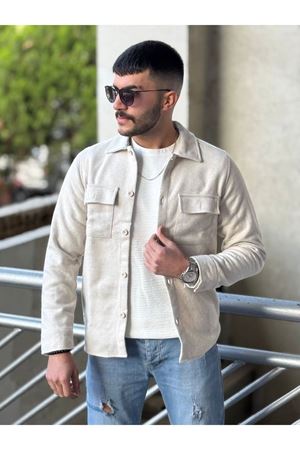 Slimfit Kesim Erkek Kaşmir Cift Cepli Gömlek-EKRU