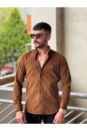 Slimfit Kesim Erkek Kadife Kumaş-KAHVE