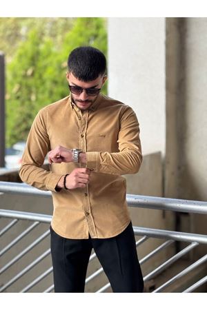 Slimfit Kesim Erkek Kadife Kumaş-VİZON