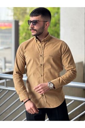 Slimfit Kesim Erkek Kadife Kumaş-VİZON