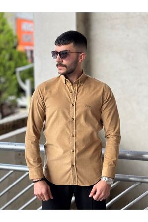 Slimfit Kesim Erkek Kadife Kumaş-VİZON