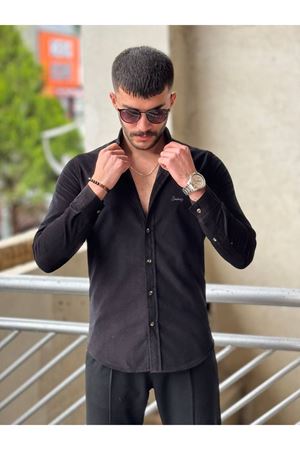Slimfit Kesim Erkek Kadife Kumaş-SİYAH