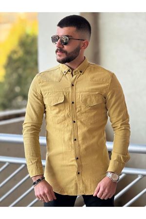 Slimfit Kesim Erkek Levi Model Cotton Cift Cepli Gömlek-HARDAL