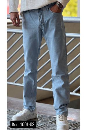 Regular Kesim Likralı Erkek Düz Desen Rahat Paca Kot Pantolon-KOD:1001-02