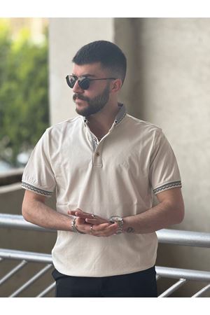 Slimfit Kesim Erkek Örgü Polo Yaka Duz Desen Triko Tshirt-TAS