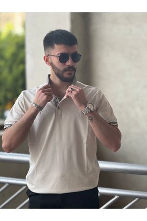 Slimfit Kesim Erkek Örgü Polo Yaka Duz Desen Triko Tshirt-TAS