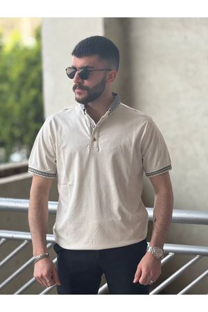 Slimfit Kesim Erkek Örgü Polo Yaka Duz Desen Triko Tshirt-TAS