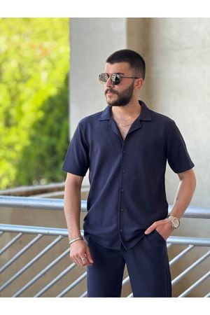 Slimfit Kesim Erkek Gömlek-Joger Pantolon İkili Alt Üst Takım-LACİVERT