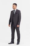 Slimfit Kesim Erkek Yelekli Çizgili Takım Elbise-GRİ