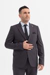 Slimfit Kesim Erkek Yelekli Çizgili Takım Elbise-GRİ