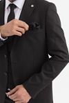Slimfit Kesim Erkek Yelekli Çizgili Takım Elbise-SİYAH