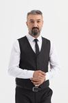 Slimfit Kesim Erkek Yelekli Çizgili Takım Elbise-SİYAH
