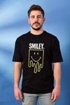 Regular Smile Baskı Desen T-shirt-SİYAH