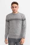 Slimfit Serit Desen Kazak 1052-GRİ