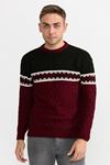 Slimfit Hali Desen Kazak 1050-BORDO