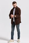 Slimfit Kesim Erkek Duz Desen Cepsiz Polar Gomlek-KAHVE