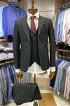 Slimfit Kesim Kus Gözü Desen Erkek Yelekli Takim Elbise-ANTRASİT
