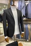 Slimfit Kesim Erkek Düz Desen Tek Ceket-SİYAH