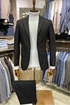 Slimfit Kesim Erkek Düz Desen Tek Ceket-SİYAH